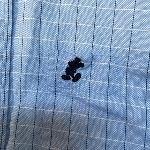 Walt Disney World Embroidered Mickey Mouse Blue Button Down Shirt Large - Picture 2 of 6